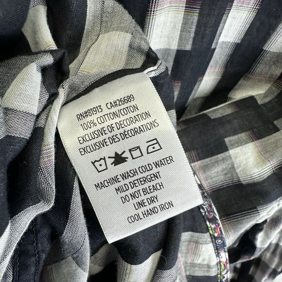 Robert Graham Miss Rumba Black Check Plaid Flip Contrast Cuff Shirt Size XL - Picture 11 of 11